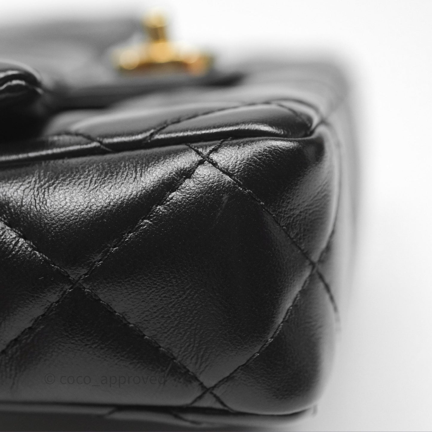 Chanel Top Handle Flap Bag Black Shiny Lambskin Gold Hardware 23S