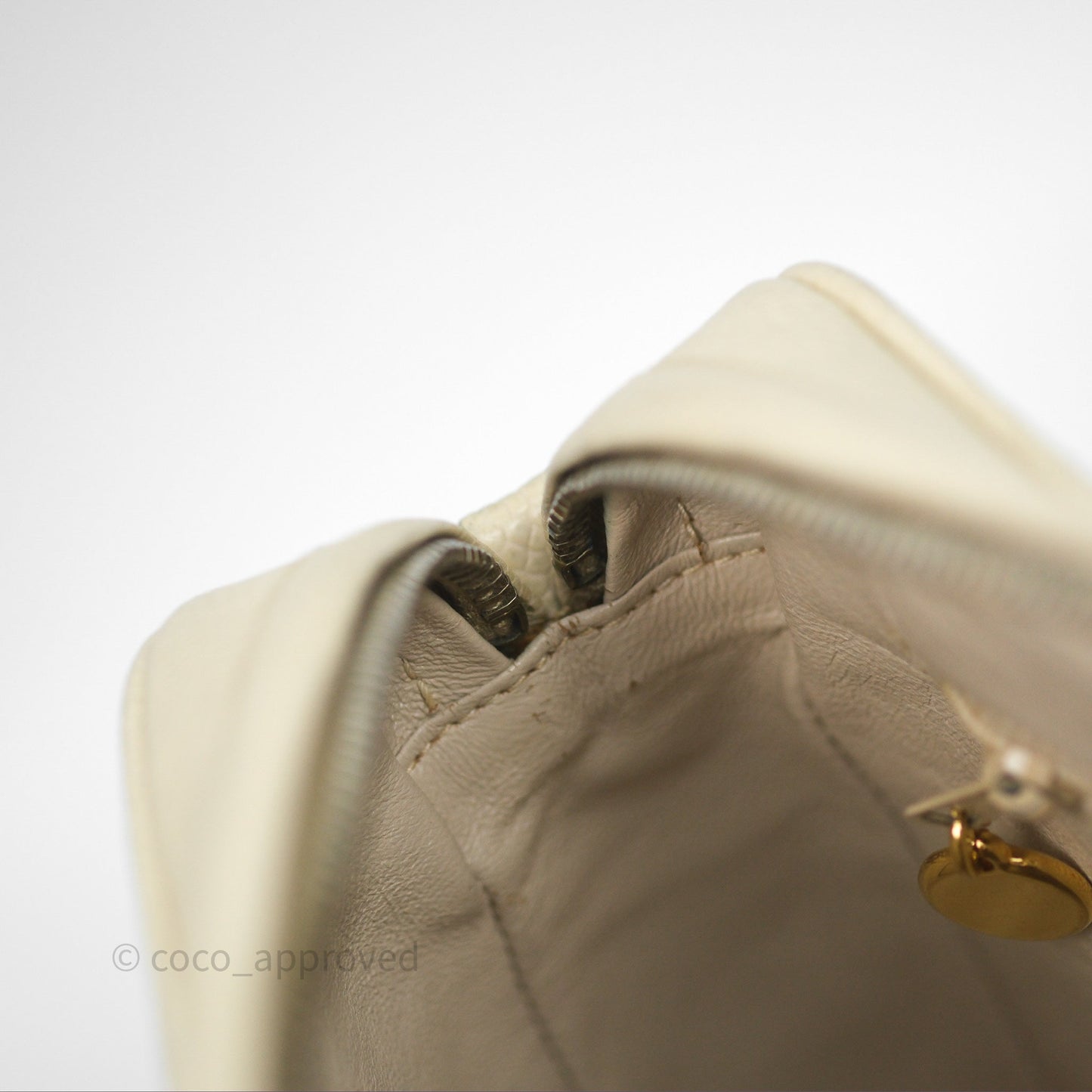 Chanel Vintage Chevron Camera Bag Light Beige Caviar Gold Hardware