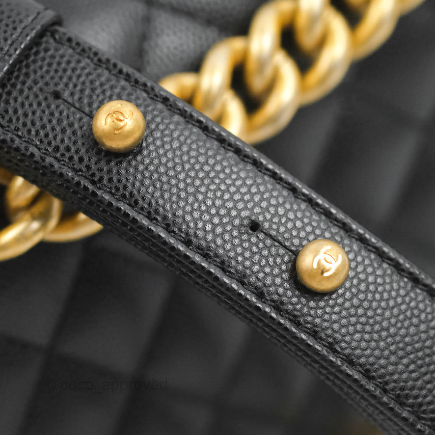 Chanel Quilted Medium Boy Black Caviar Aged Gold Hardware