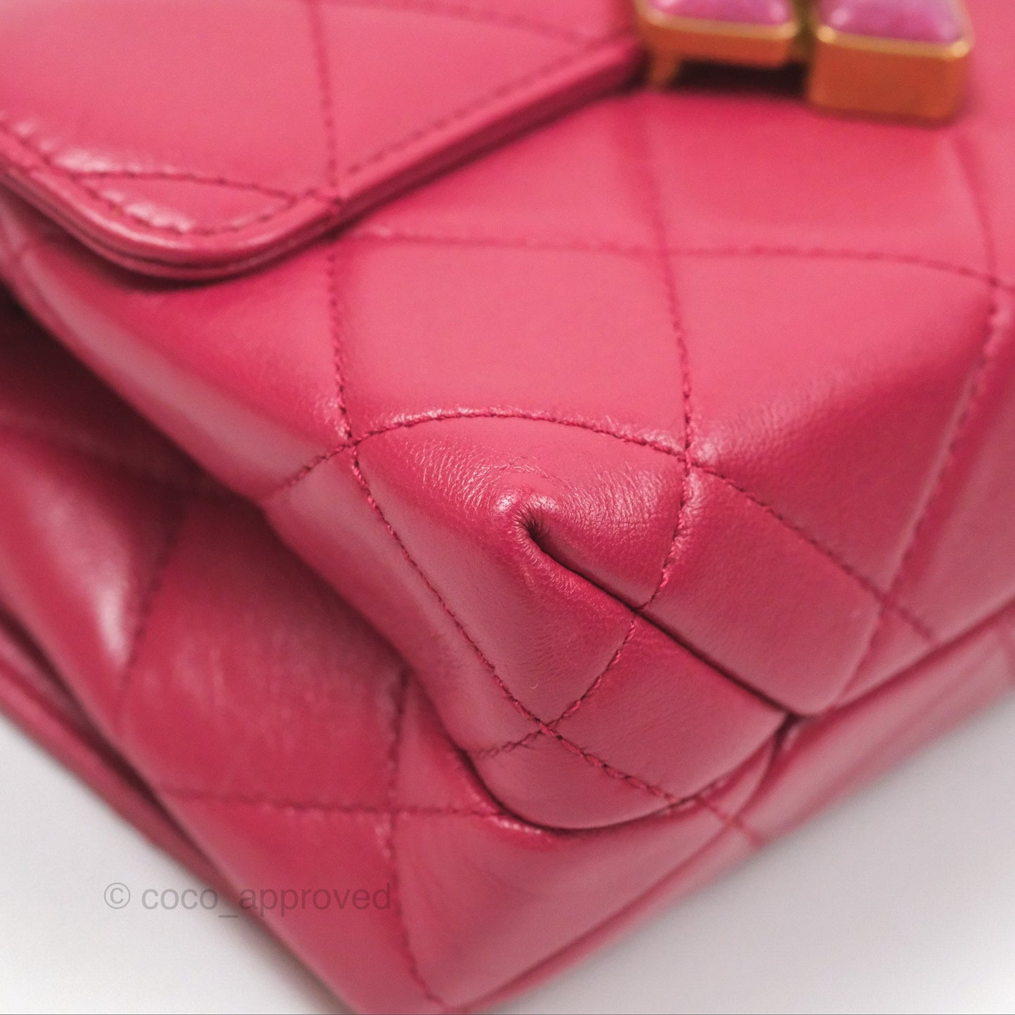 Chanel Diamond Lock CC Flap Bag Pink Lambskin Gold Hardware