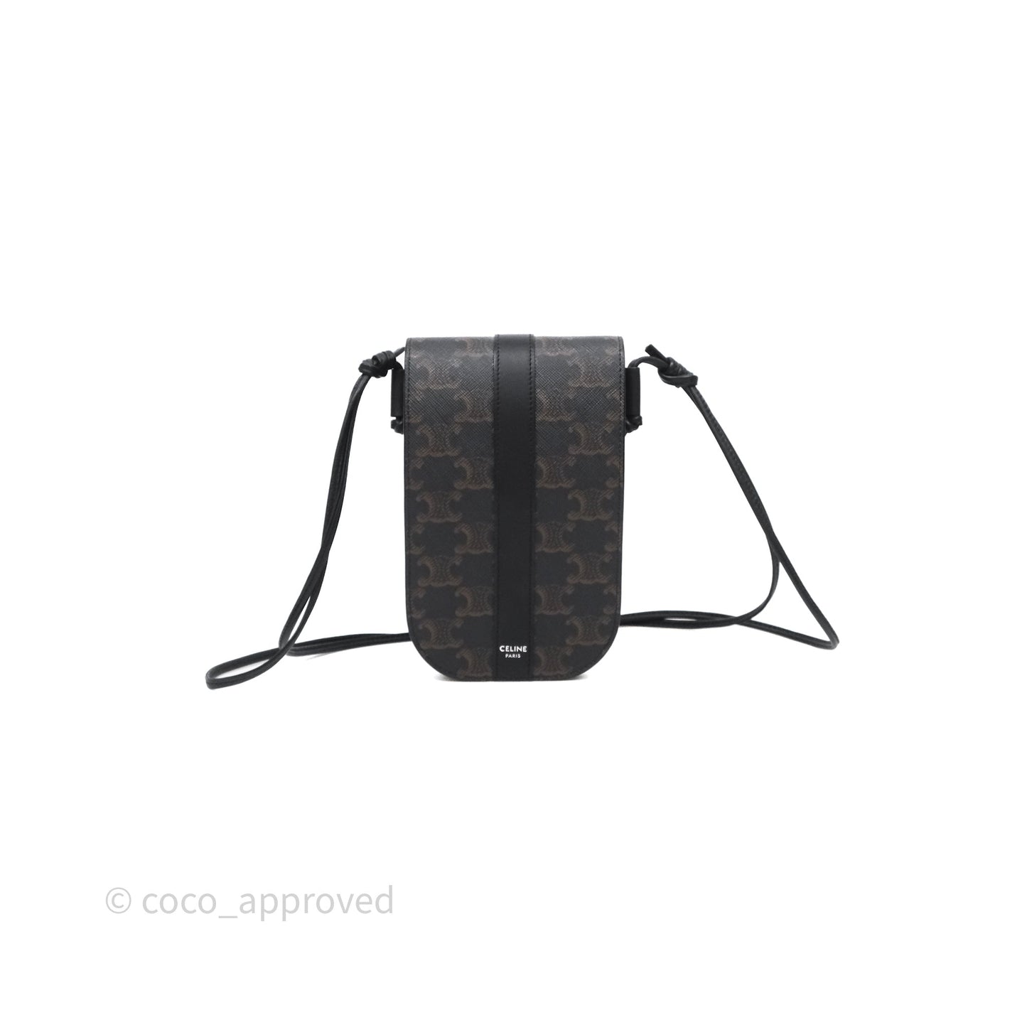 Celine Phone Pouch Black Triomphe Canvas
