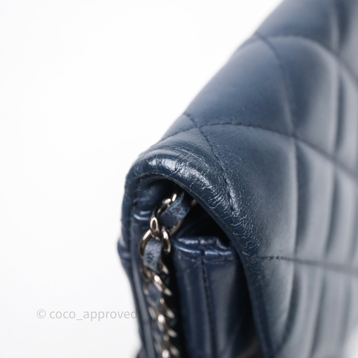 Chanel Quilted Clutch with Chain Lambskin Navy Gun Metal Hardware