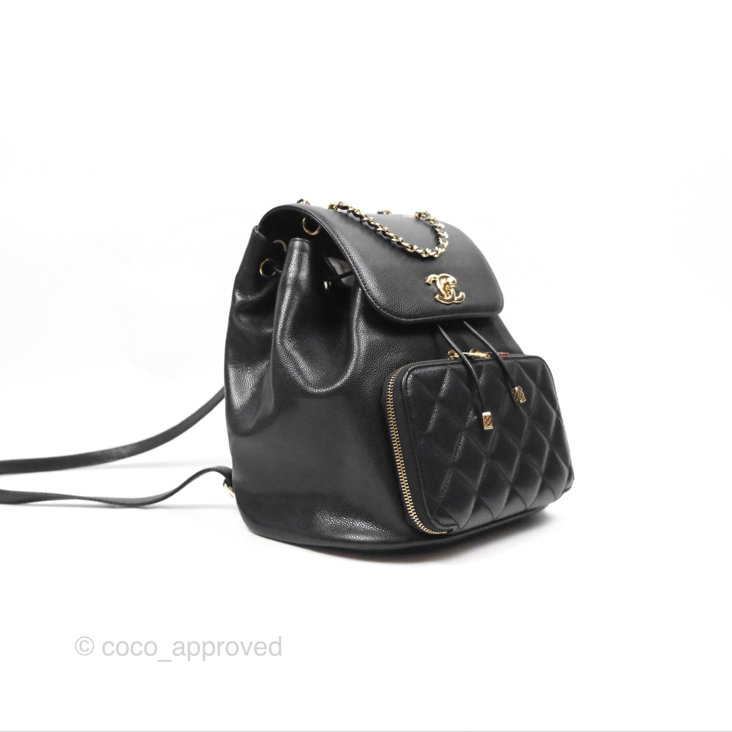 Chanel Quilted Business Affinity Backpack Black Caviar Gold Hardware