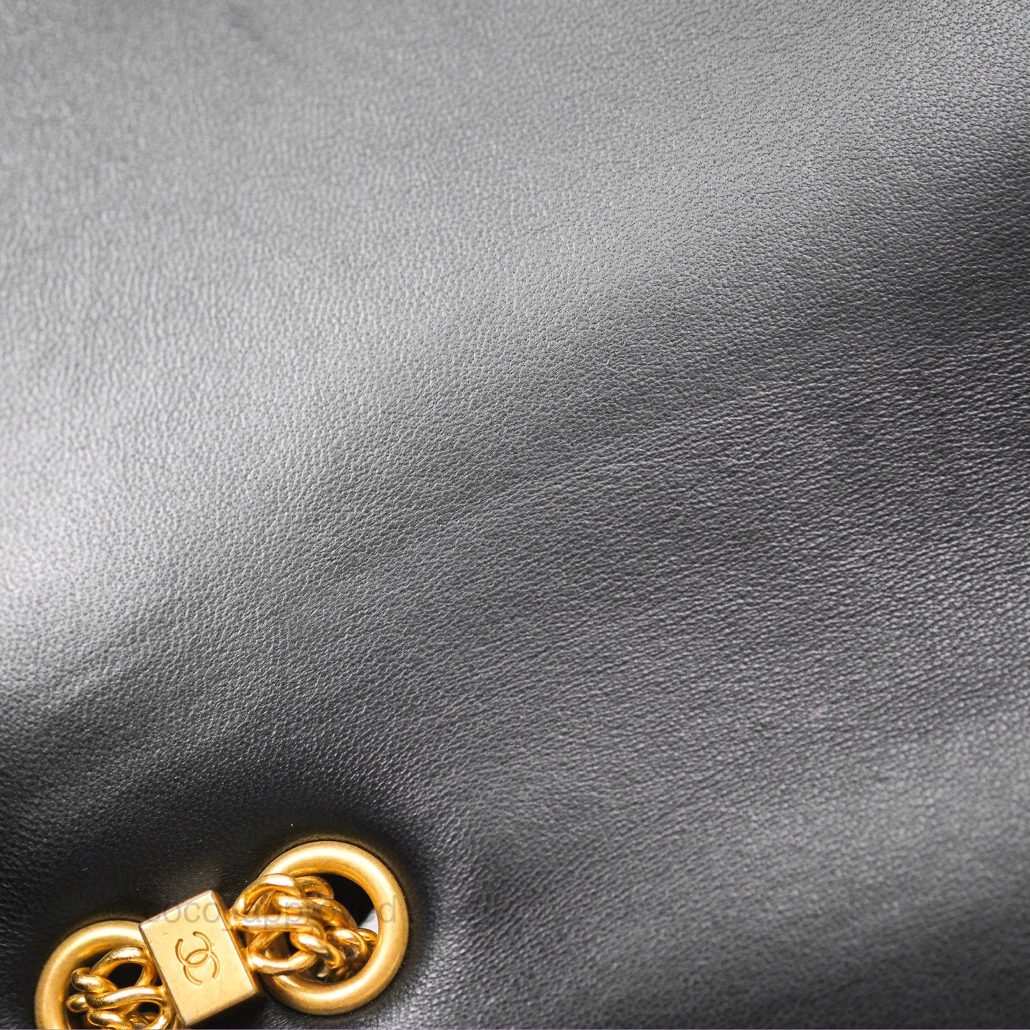 Chanel Small Chain Flap Bag Black Lambskin Aged Gold Hardware 22A