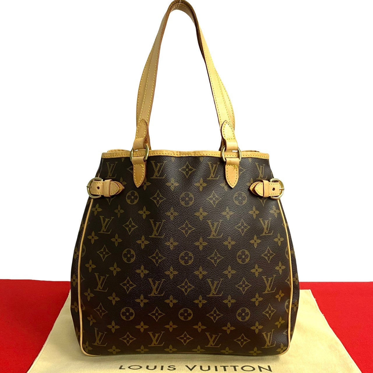 LOUIS VUITTON Tote Bag leather Brown Monogram Batignolles Vertica