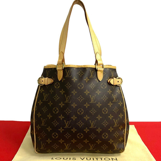 LOUIS VUITTON Tote Bag leather Brown Monogram Batignolles Vertica