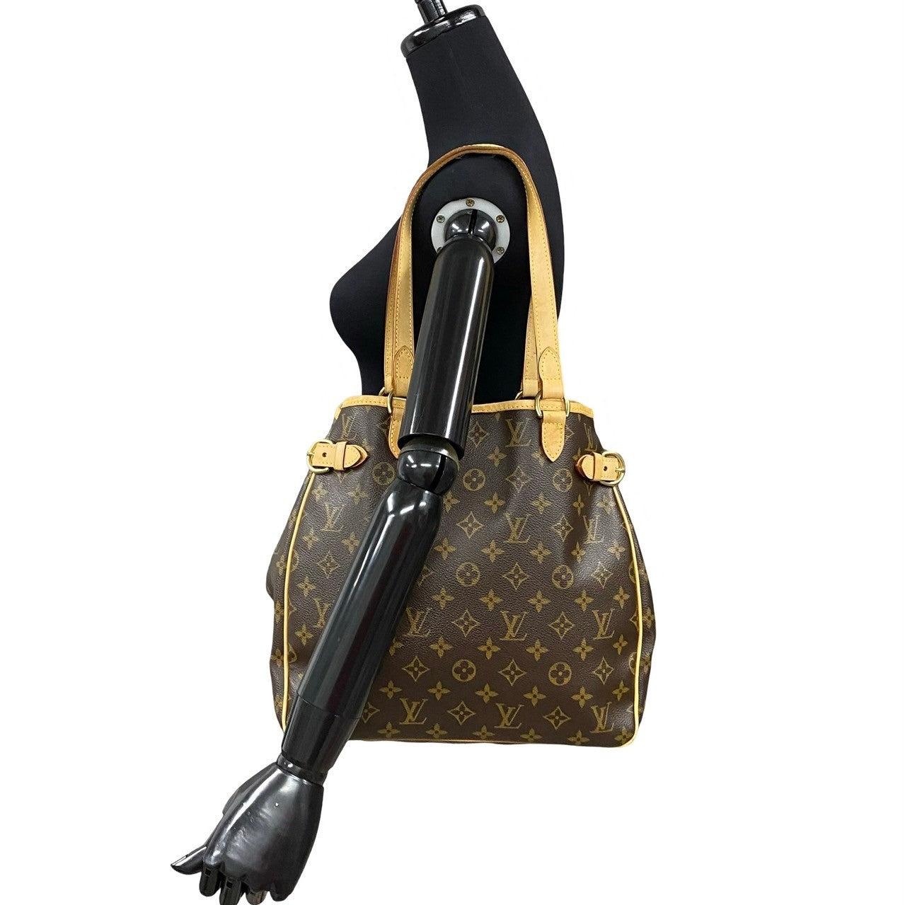 LOUIS VUITTON Tote Bag leather Brown Monogram Batignolles Vertica