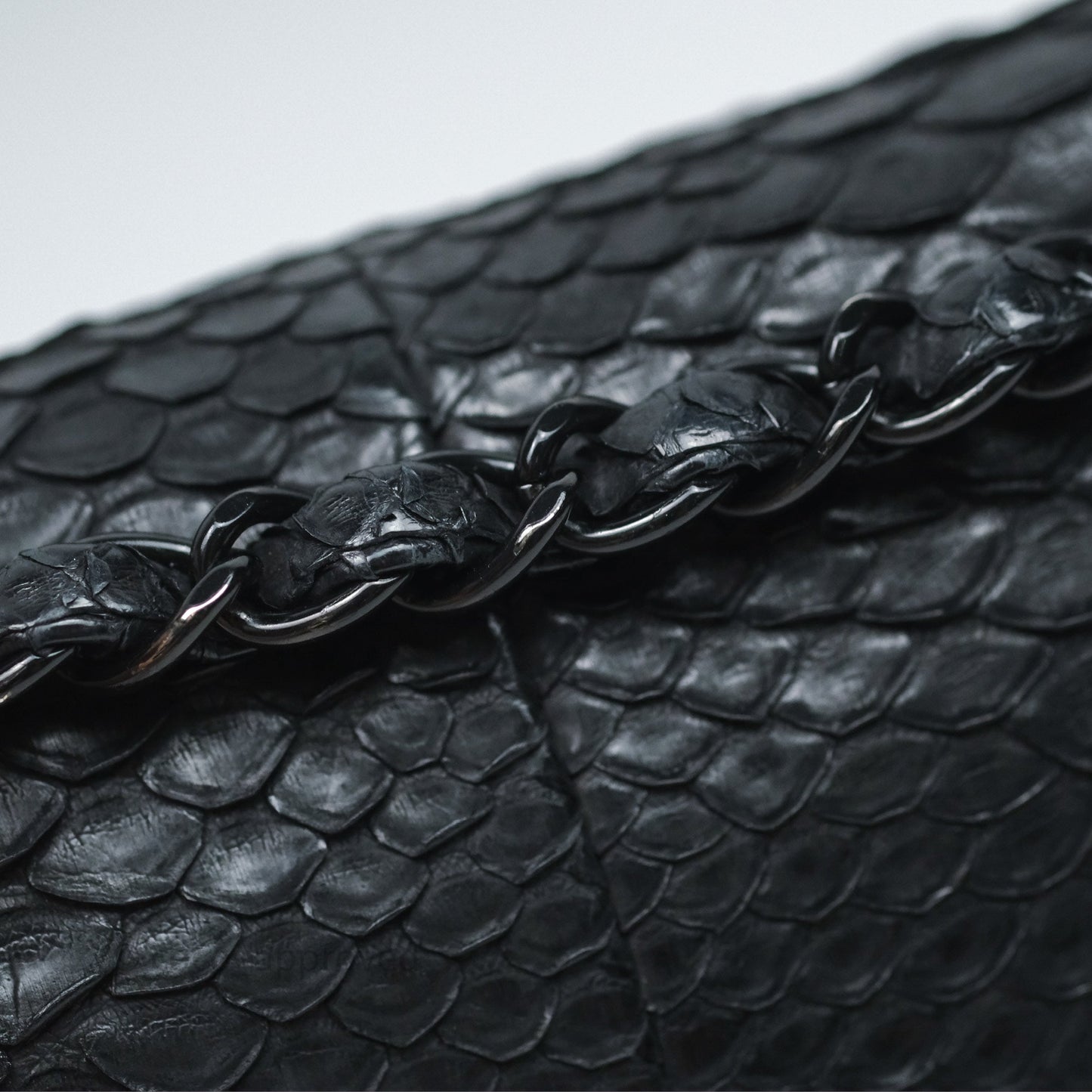 Chanel Classic M/L Medium Flap So Black Python Black Hardware