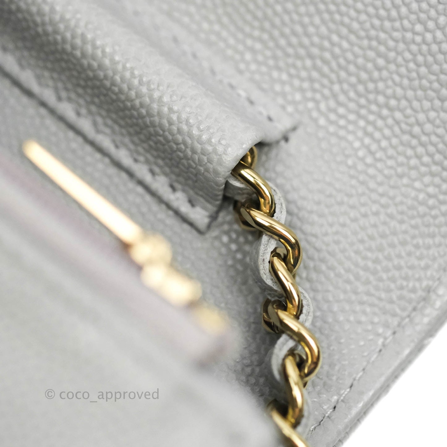 Chanel Classic Quilted Wallet on Chain WOC Grey Caviar Gold Hardware 21A