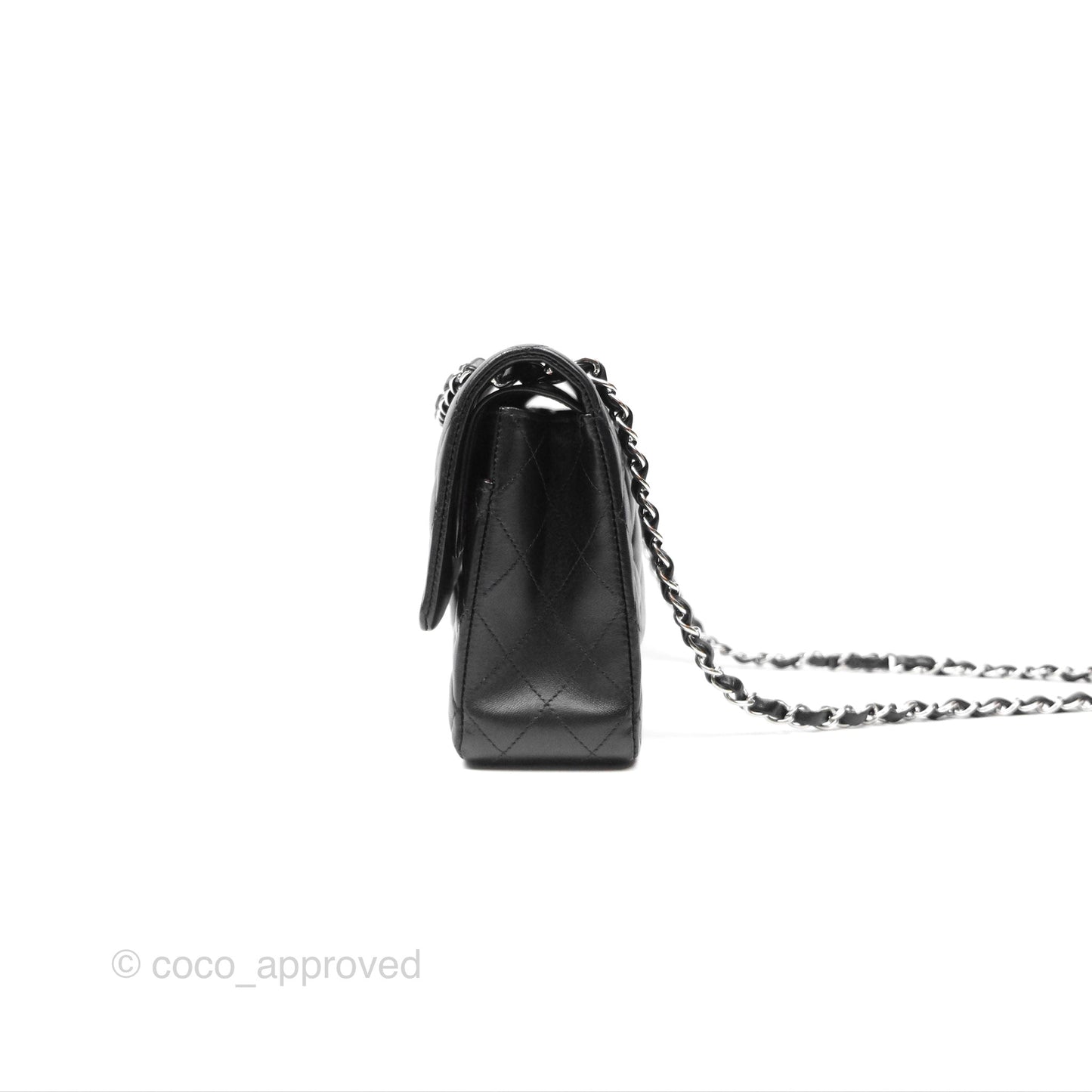 Chanel M/L Medium Classic Flap Quilted Black Lambskin Silver Hardware