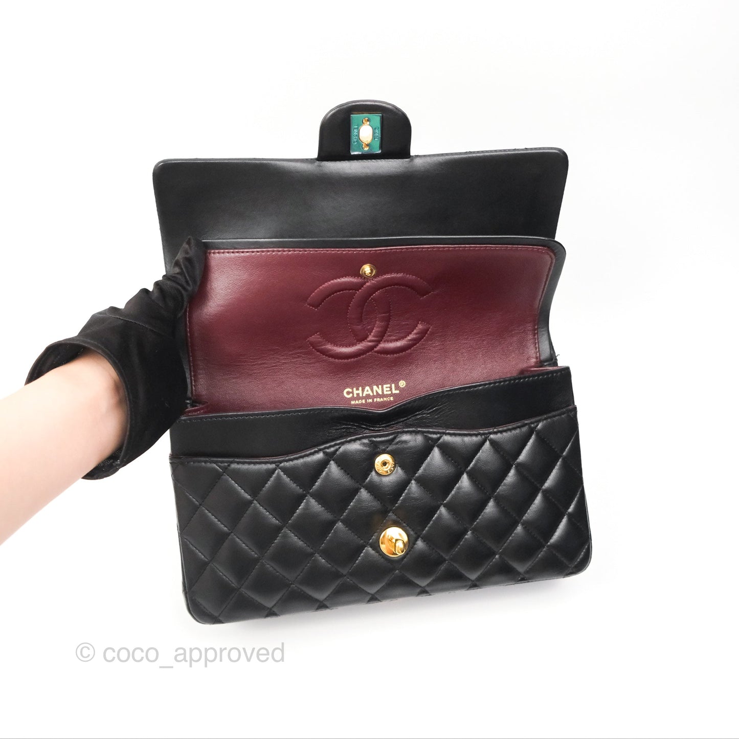 Chanel Classic M/L Medium Flap Quilted Black Lambskin 24K Gold Hardware