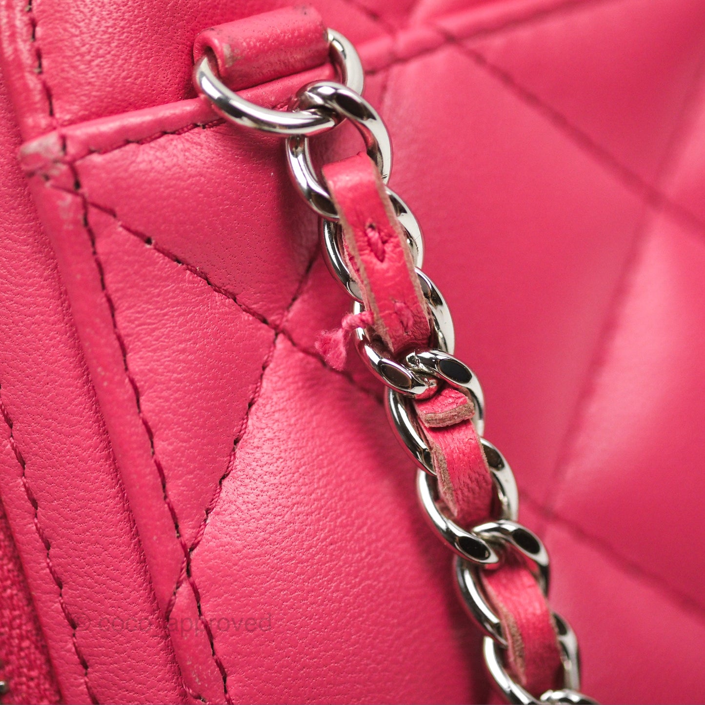 Chanel Quilted Phone Holder Pink Lambskin Silver Hardware