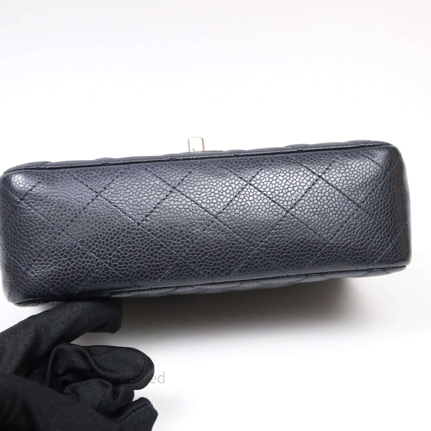 Chanel Mini Rectangular Quilted Dark Navy Caviar Silver Hardware