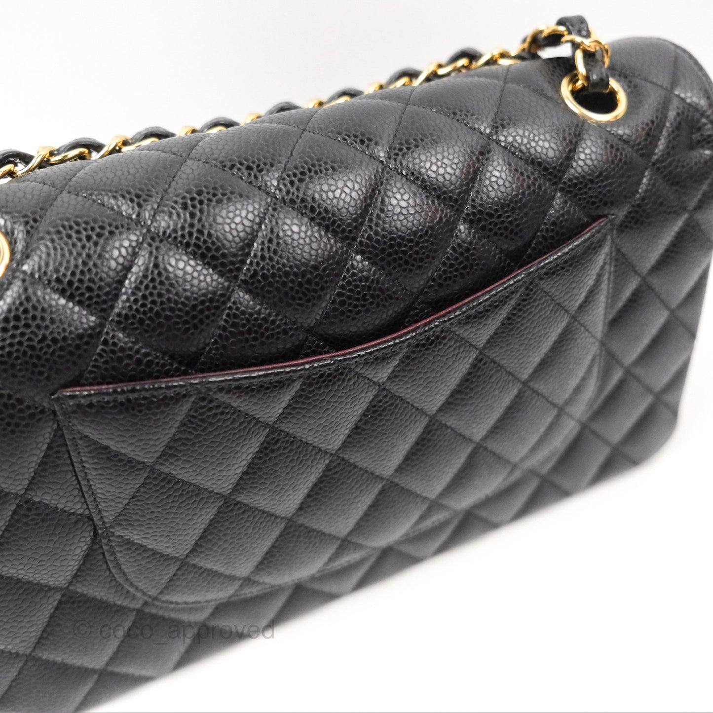 Chanel Classic M/L Medium Flap Quilted Black Caviar Gold Hardware