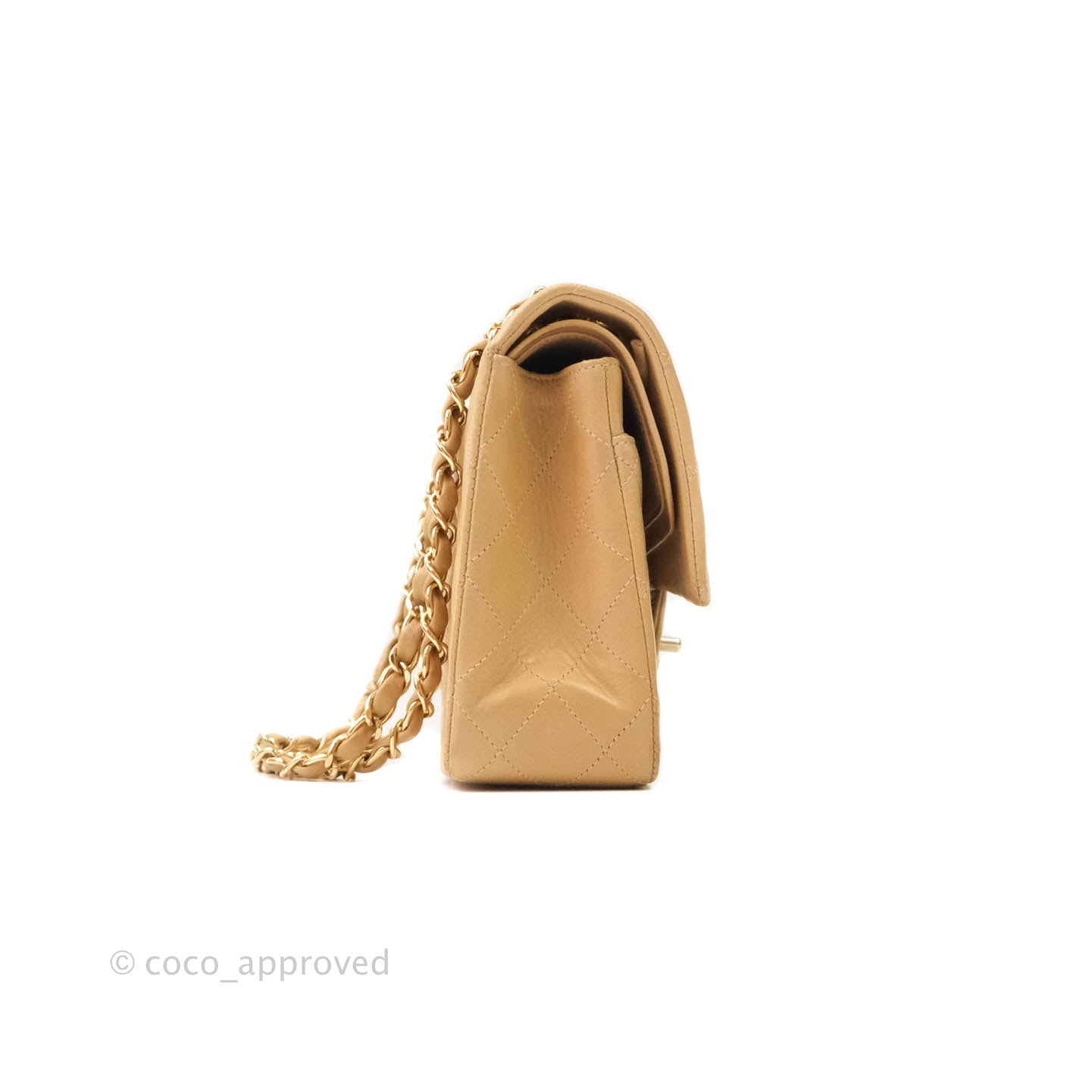 Chanel Classic Vintage M/L Medium Double Flap Bag Beige Lambskin 24K Gold Hardware