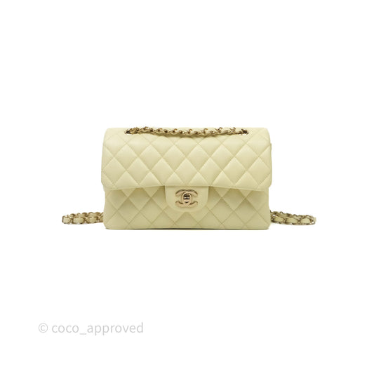 Chanel Small Classic Quilted Flap Yellow Caviar Gold Hardware