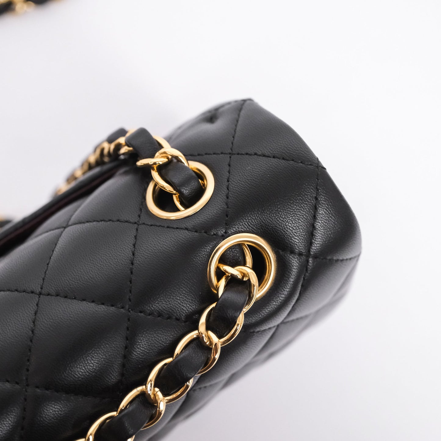Chanel Small Classic Flap Quilted Black Lambskin Gold Hardware