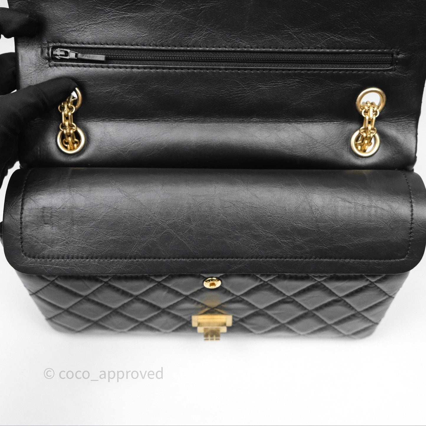 Chanel Quilted Reissue 226 Aged Calfskin Black Gold Hardware
