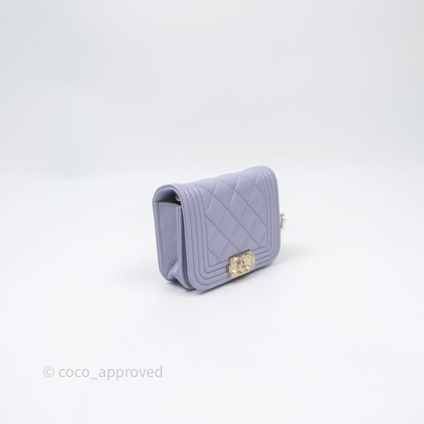 Chanel Quilted Boy Belt Bag Purple Caviar Gold Hardware