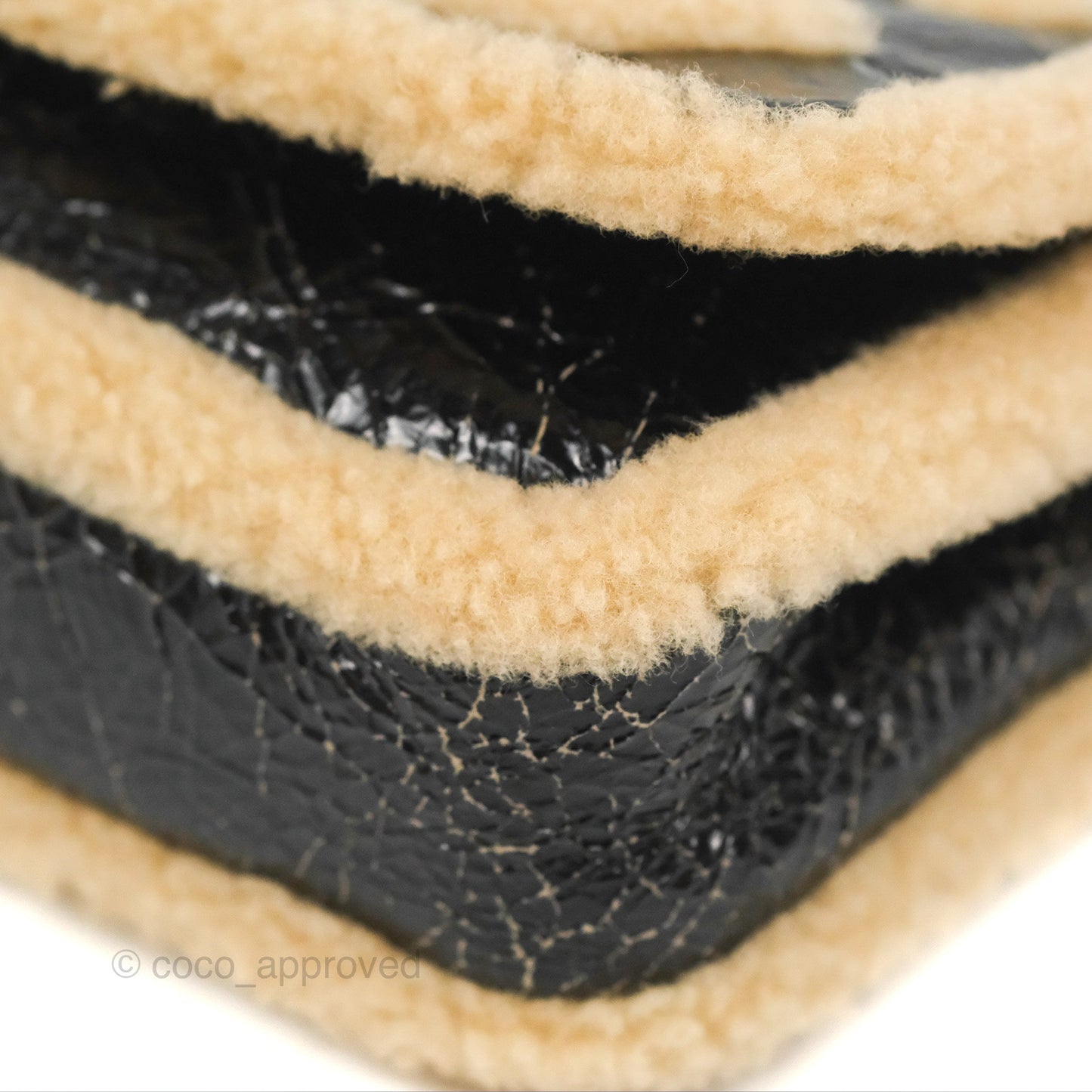 Chanel Mania CC Shearling Flap Bag Black Crumpled Glazed Sheepskin
