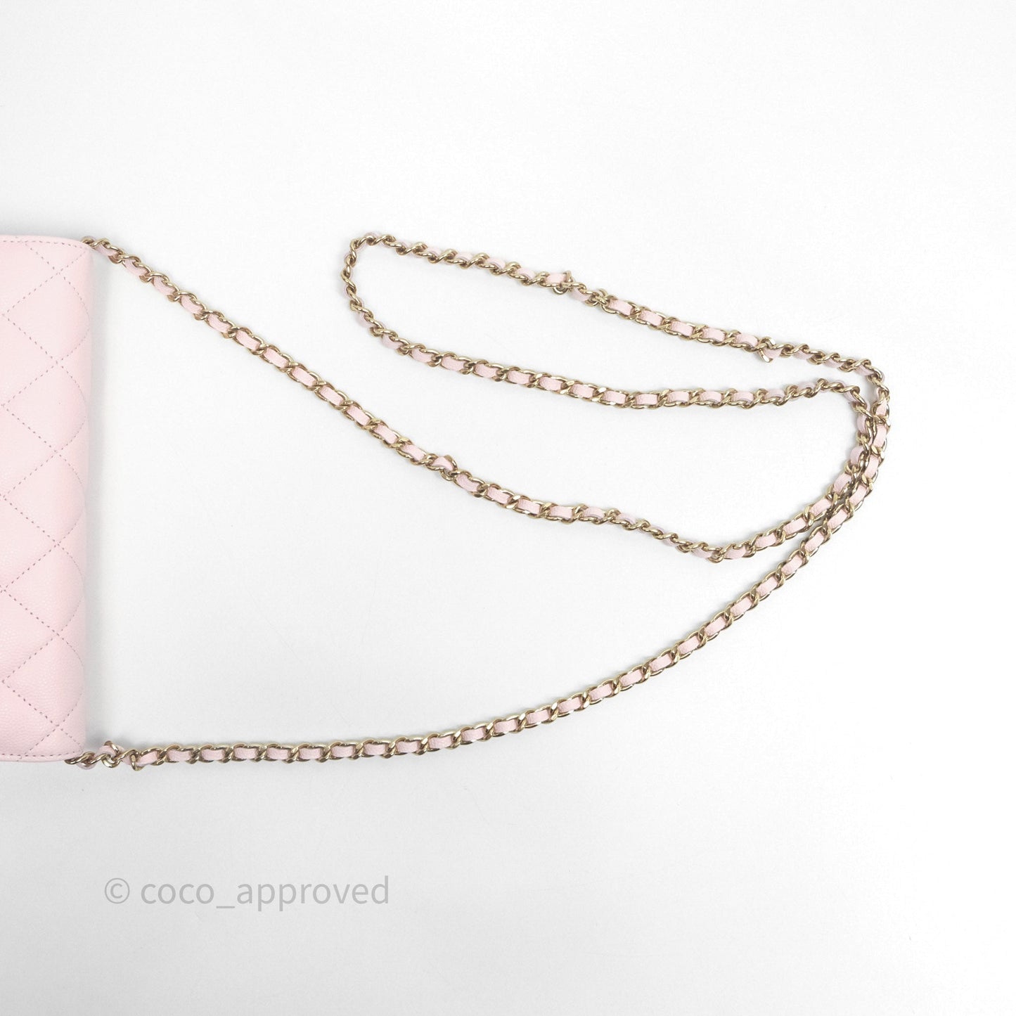 Chanel Classic Quilted Wallet on Chain WOC Light Pink Caviar Gold Hardware