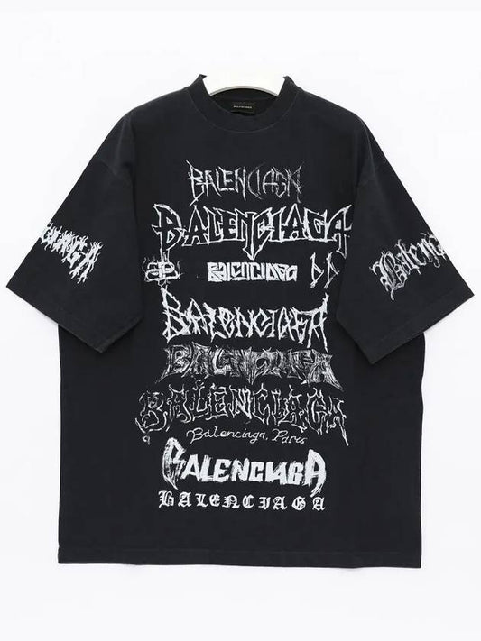 Luxury Balenciaga DIY Metal Cotton Short Sleeve T-Shirt Black