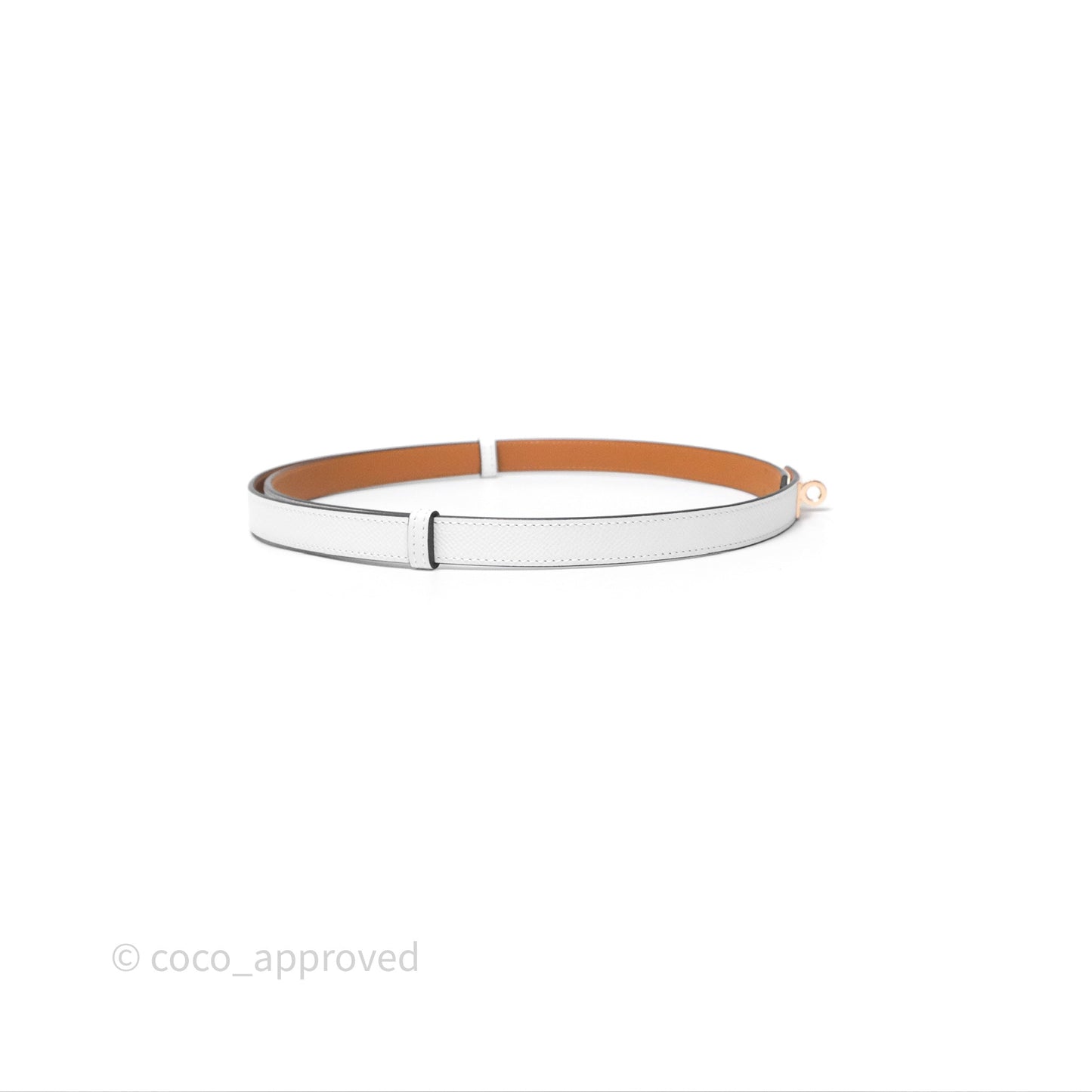 Hermès Kelly 18 Belt 01 Blanc White Epsom Rose Gold Hardware