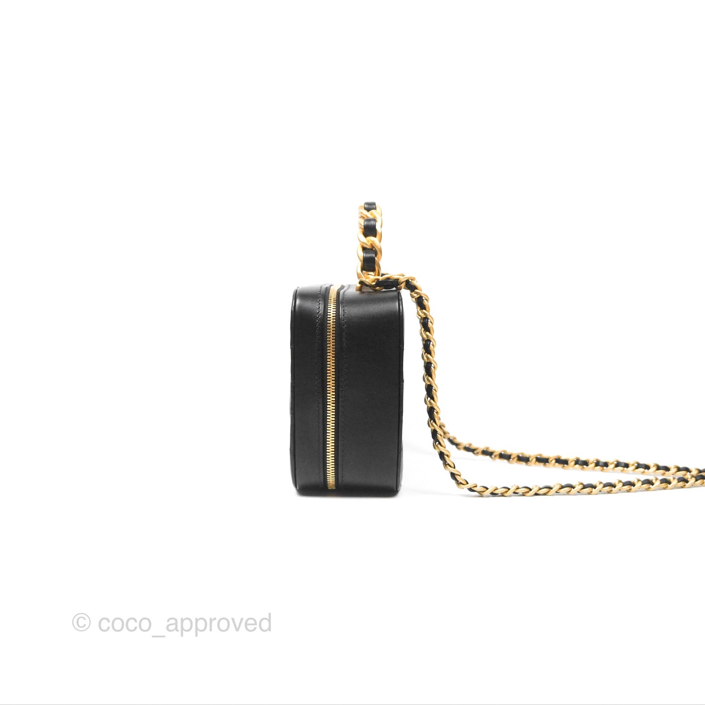 Chanel Top Handle Vanity Case Black Lambskin Aged Gold Hardware 22A