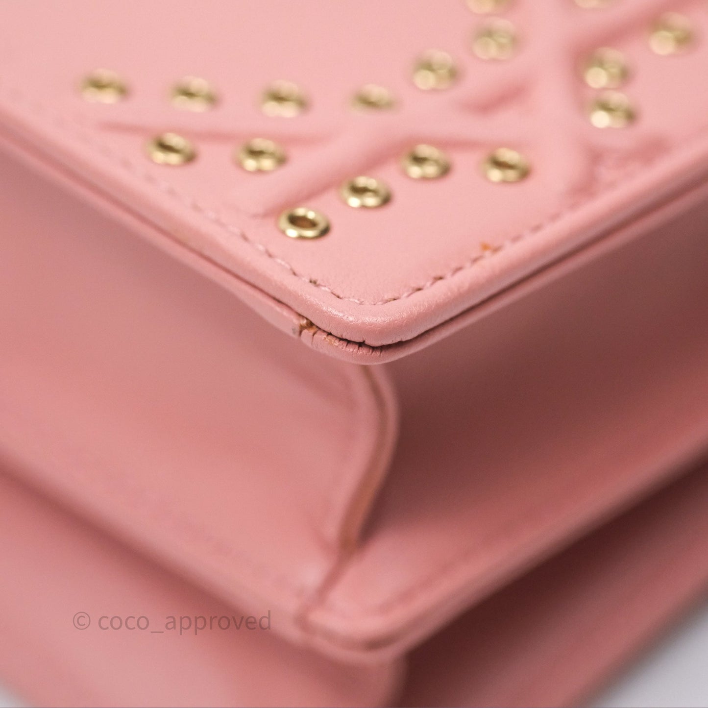 Christian Dior Lambskin Studded Vertical Diorama Dust Candy