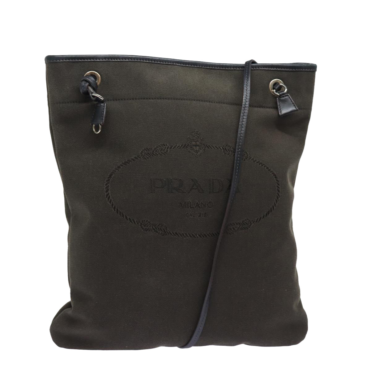 Luxury PradaShoulder Bag Canvas Brown 79327