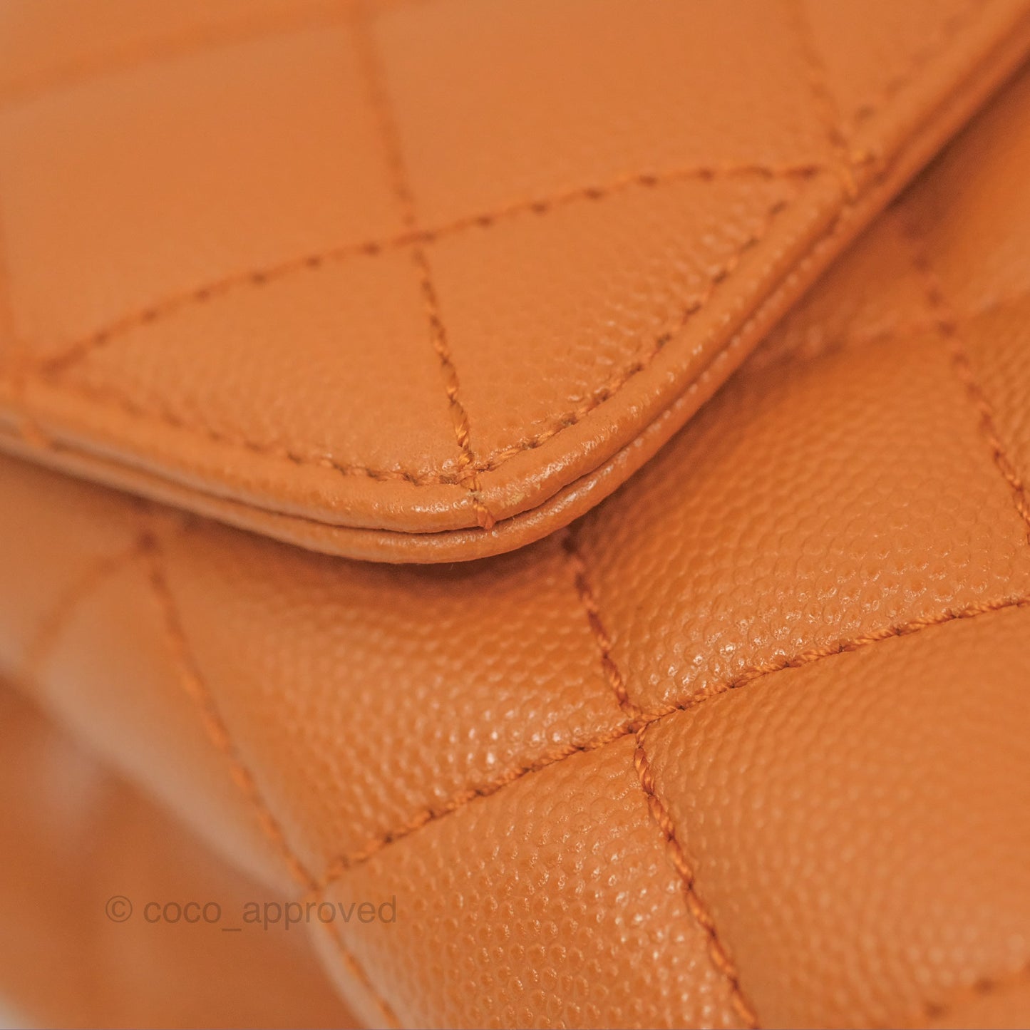 Chanel Small Coco Handle Quilted Caramel Caviar Gold Hardware 21A