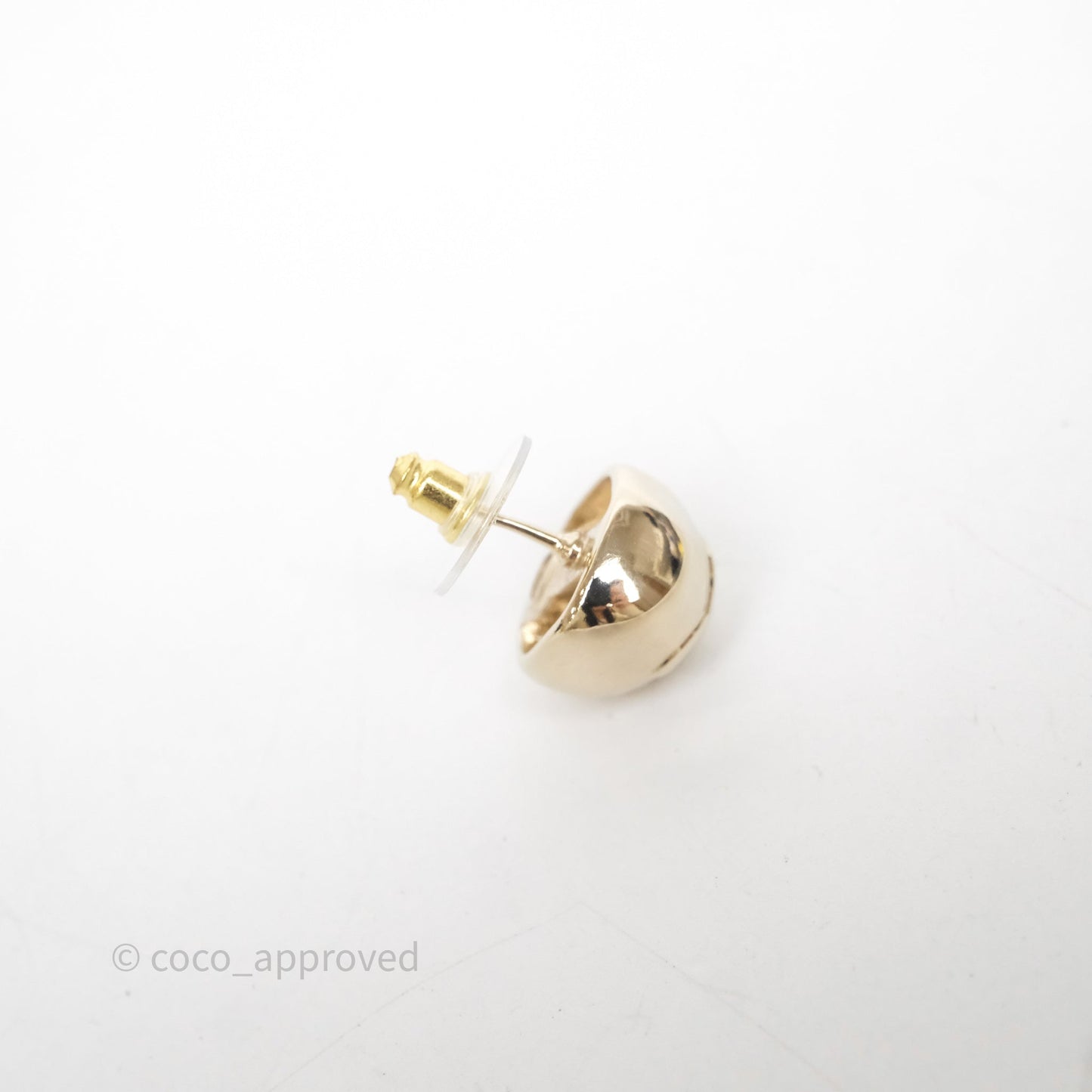 Chanel CC Sphere Earrings Gold Tone 25K