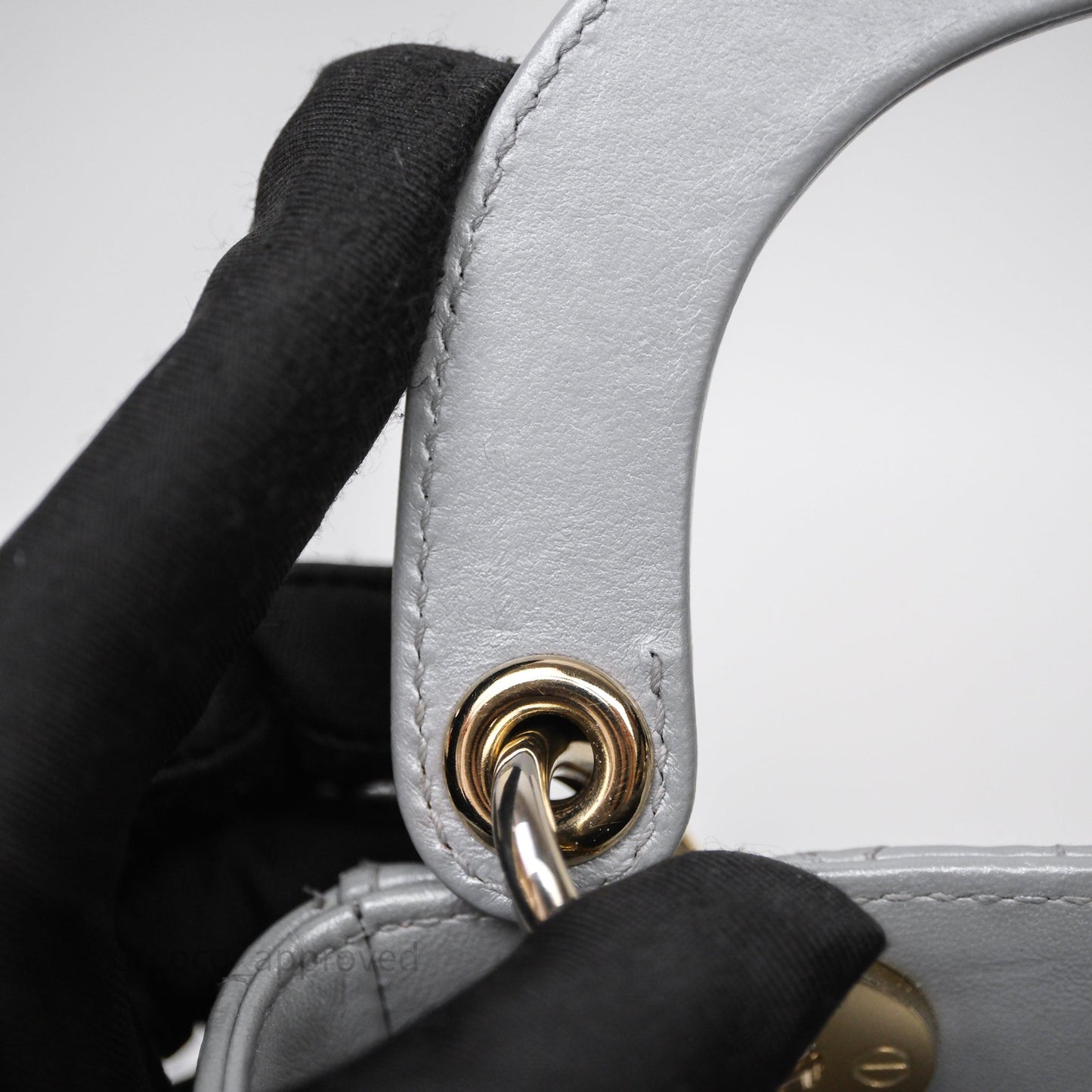 Christian Dior Mini Lady Dior Iridescent Grey Lambskin Cannage Gold Hardware