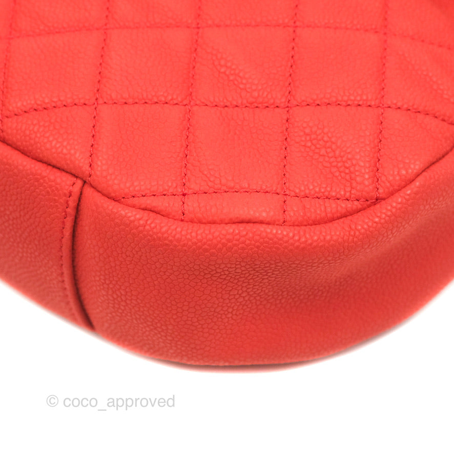 Chanel Country Chic Messenger Flap Bag Red Matte Caviar Ruthenium Hardware