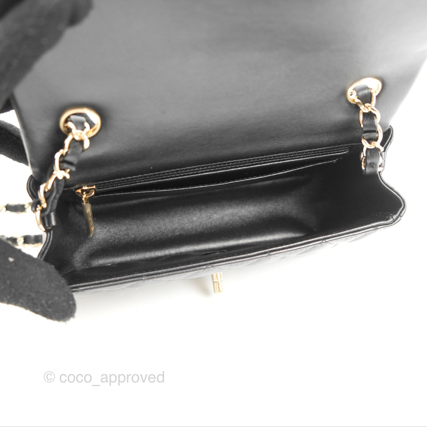 Chanel Quilted Mini Rectangular Black Lambskin Gold Hardware