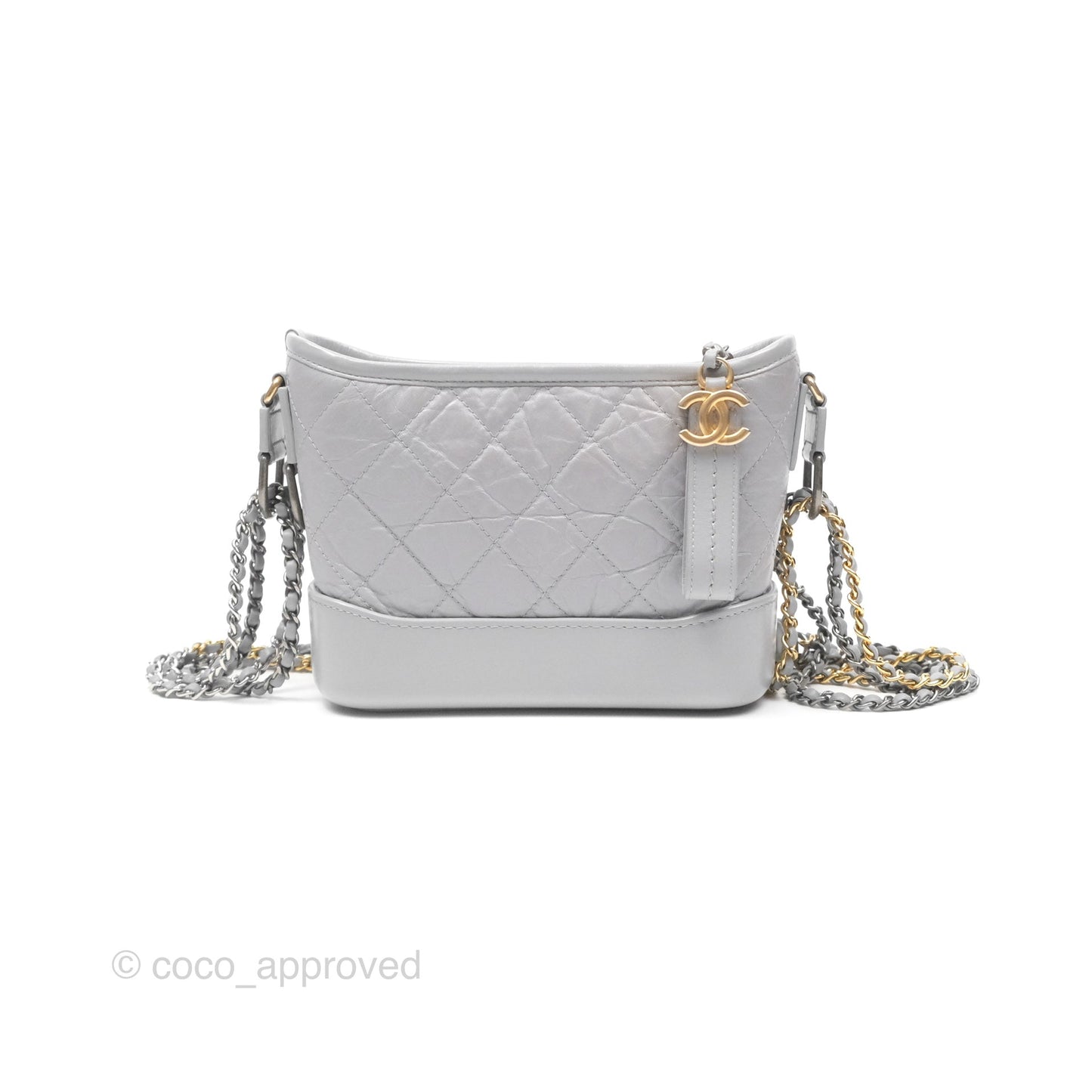 Chanel Small Gabrielle Hobo Quilted Grey Aged Calfskin