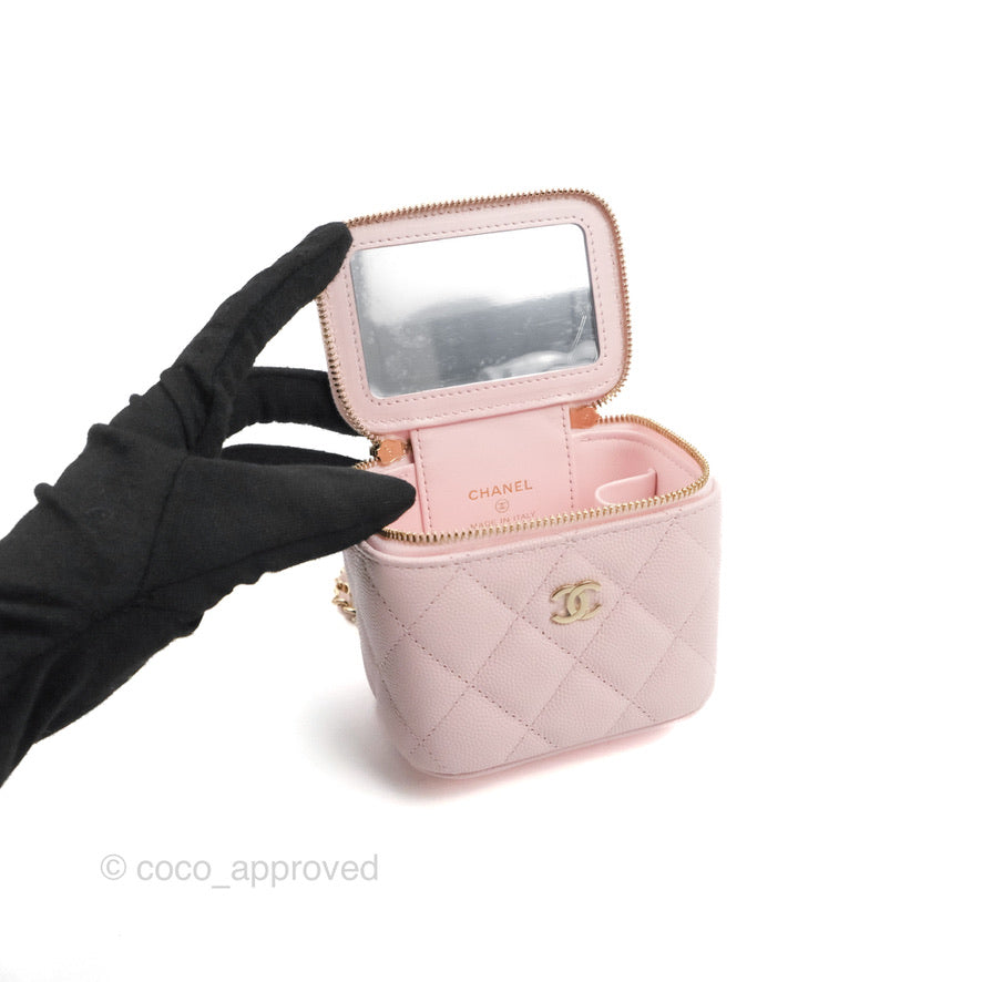 Chanel Mini Vanity With Chain Pink Caviar Gold Hardware