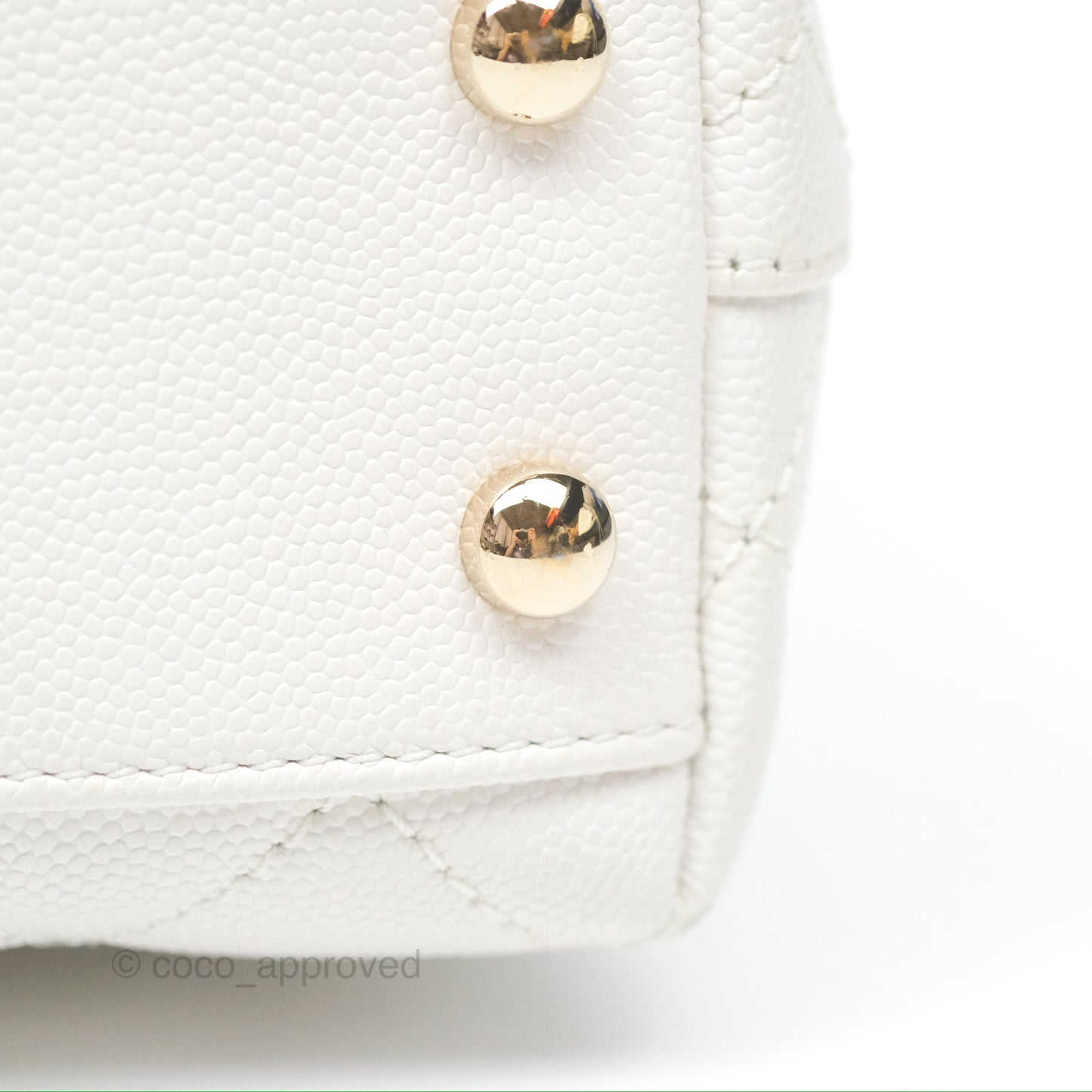 Chanel Extra Mini Quilted Coco Handle White Caviar Gold Hardware