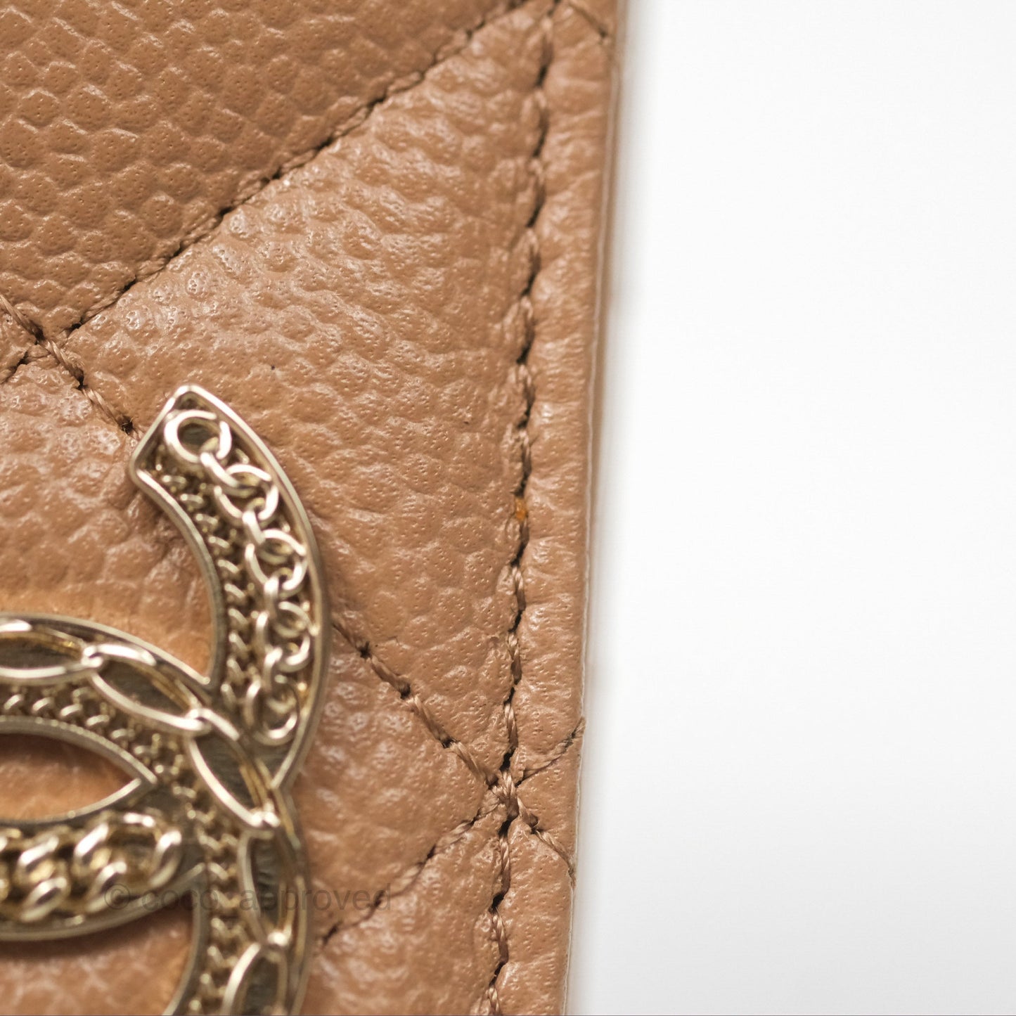 Chanel Short Wallet Beige Caviar Gold Hardware 22K