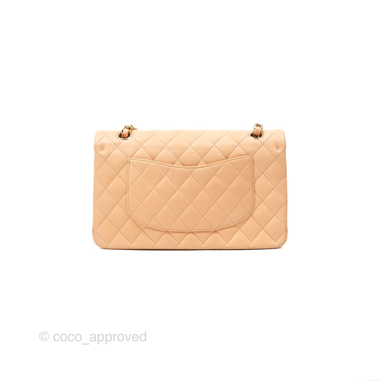 Chanel Classic M/L Medium Flap Quilted Beige Pink Lambskin Gold Hardware