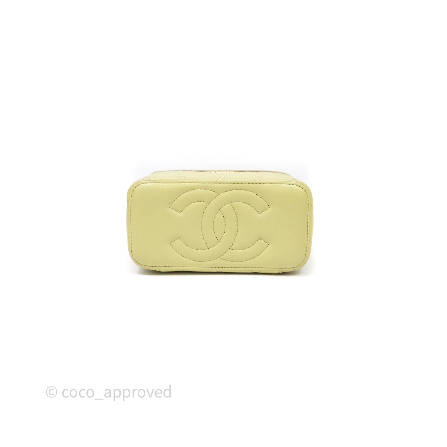 Chanel Quilted Vanity With Chain Lambskin Green Gold Hardware