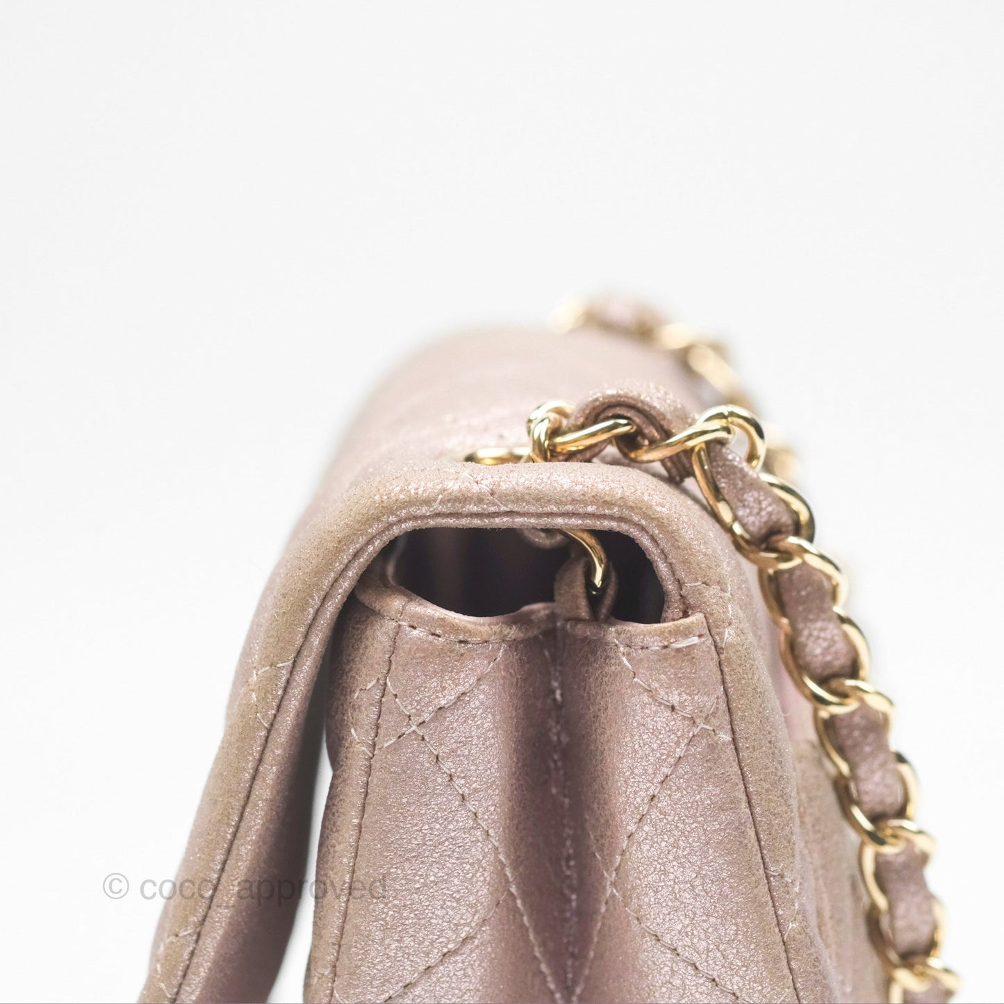 Chanel Mini Square Metallic Rose Gold Goatskin Gold Hardware 14B