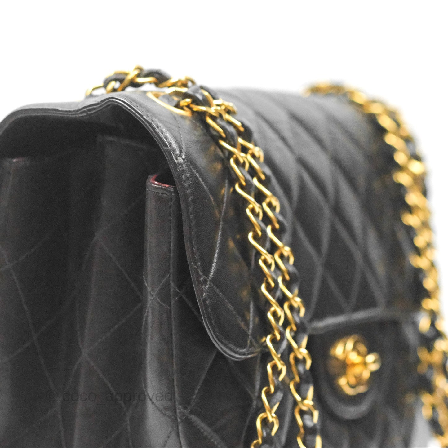 Chanel Vintage Double Sided Jumbo Flap Black Lambskin 24K Gold Hardware