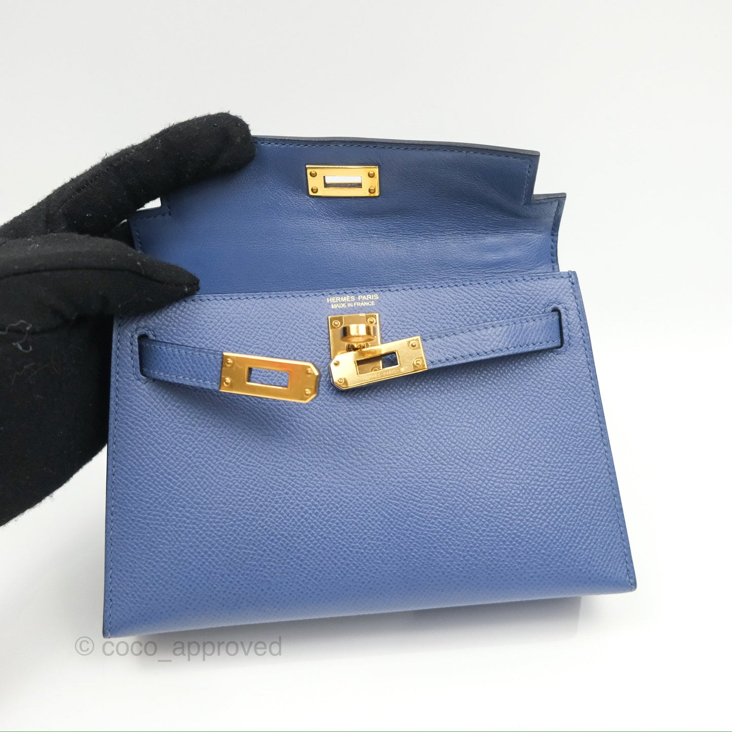 Hermès Mini Kelly II Bleu Brighton Epsom Gold Hardware
