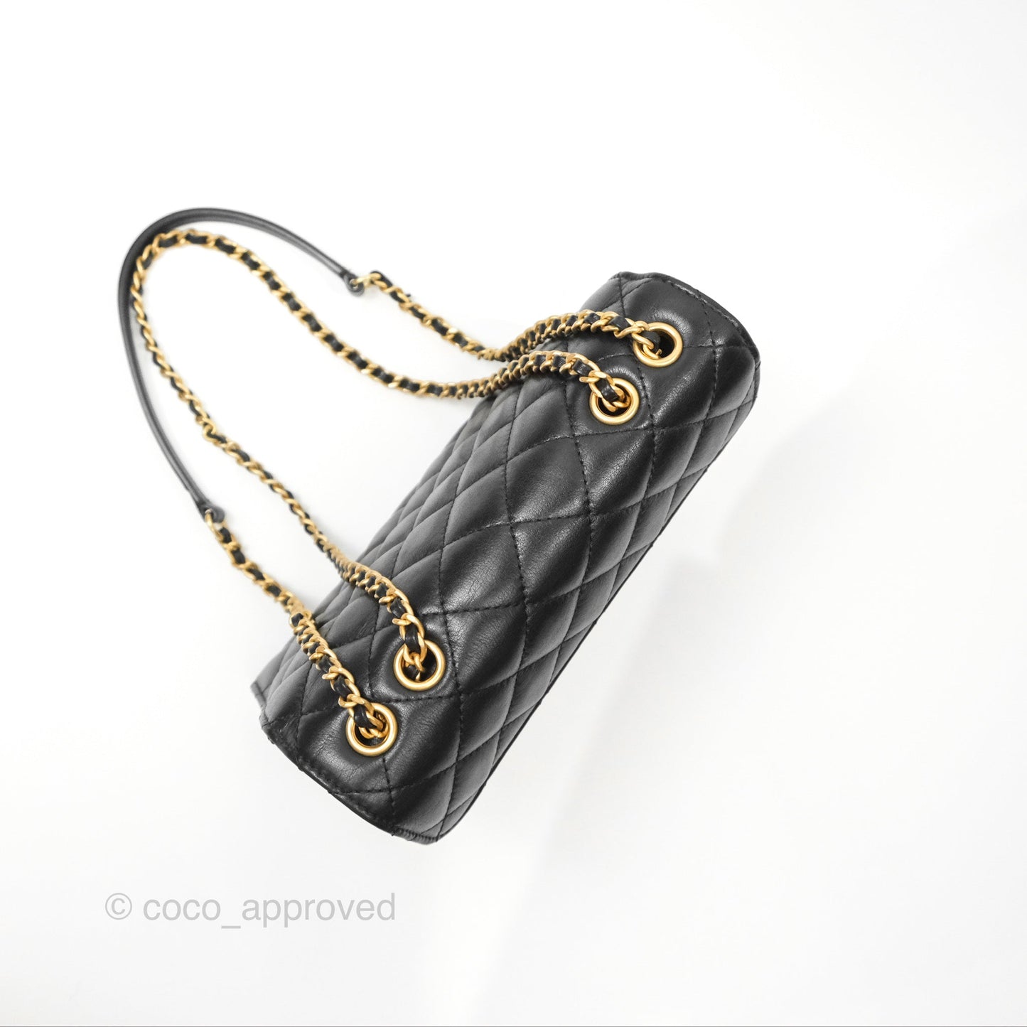 Chanel Triple Flap Bag Quilted Black Calfskin Aged Gold Hardware