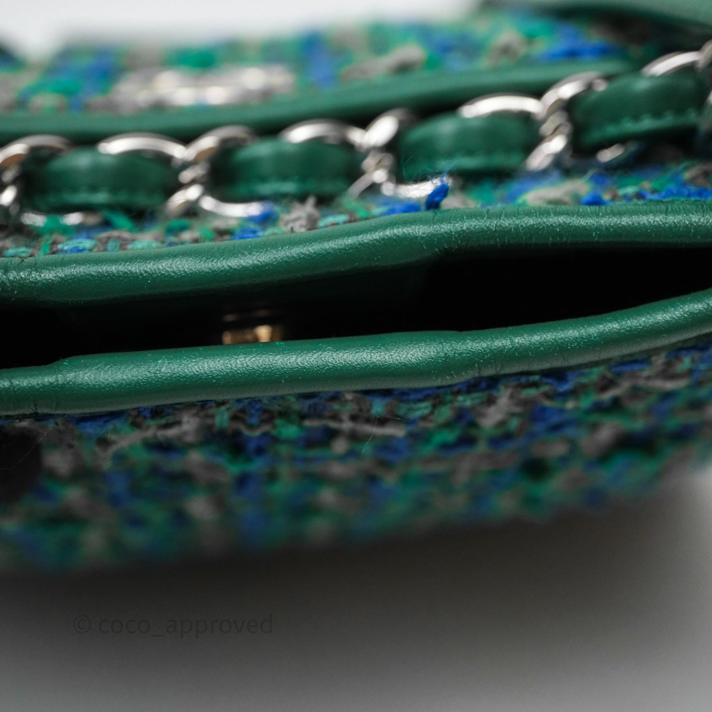 Chanel Tweed Jungle Stroll Hobo Bag Green Silver Hardware