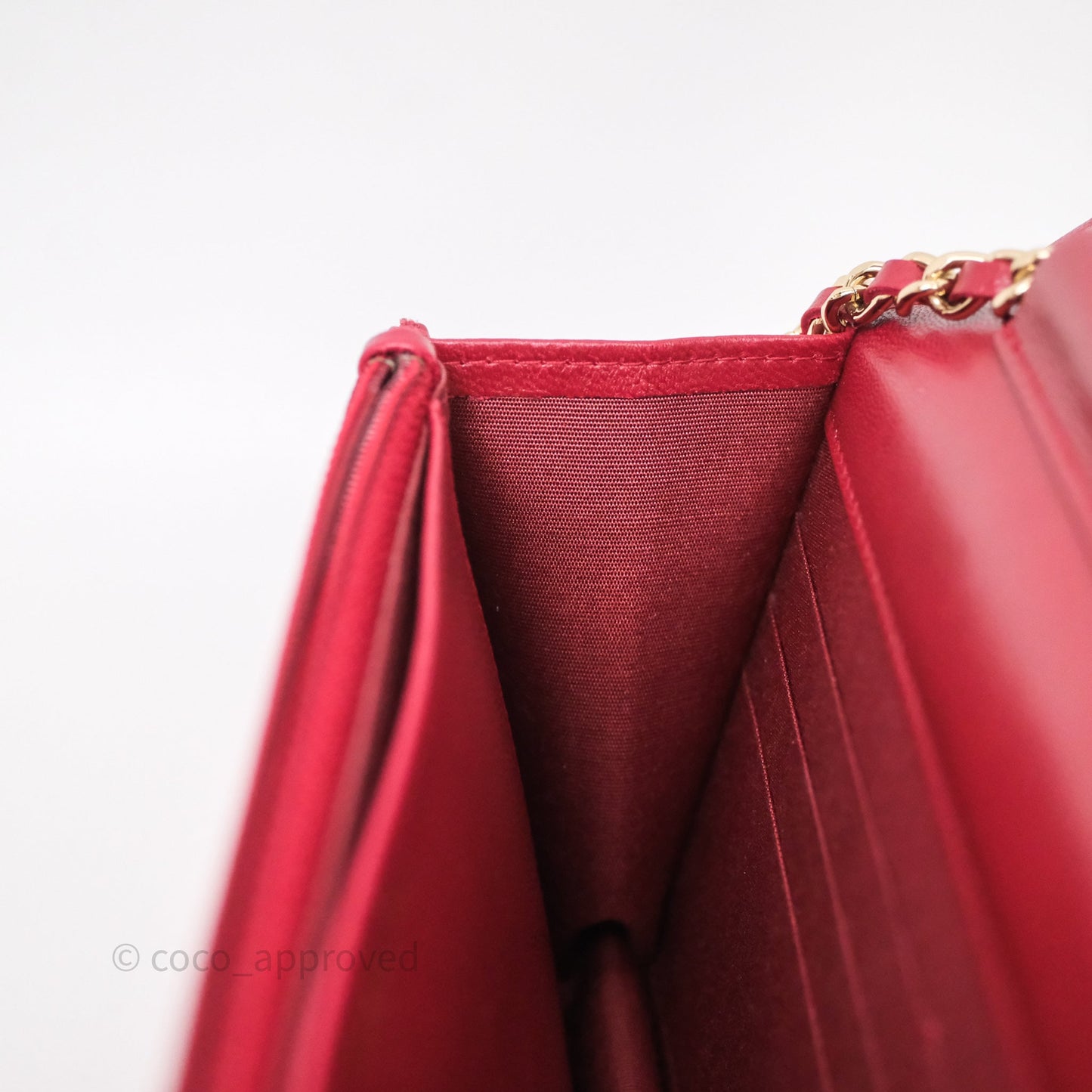 Chanel Wallet On Chain Red Calfskin Bag Gold hardware
