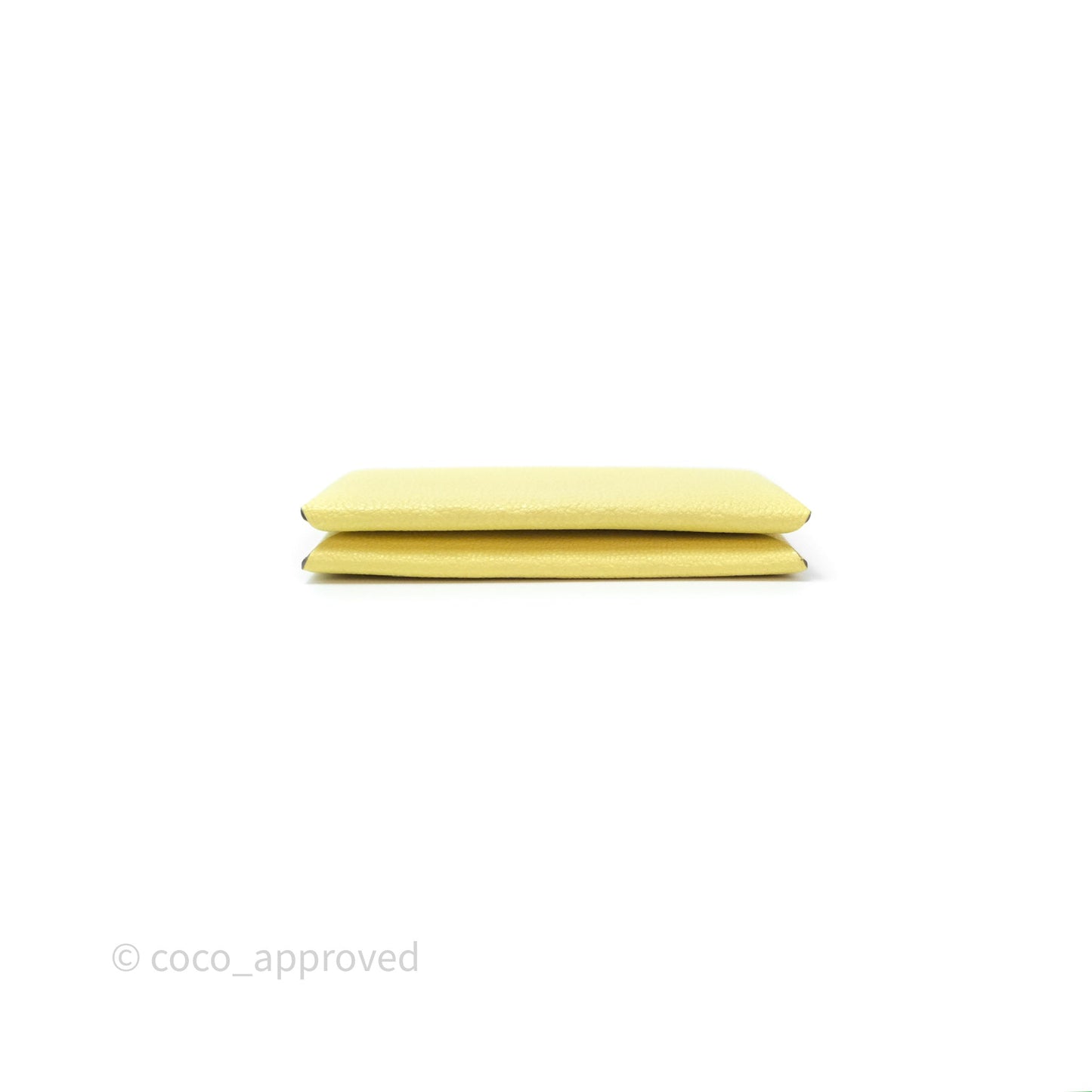 Hermès Calvi Card Holder Limoncello Chèvre Mysore Palladium Hardware