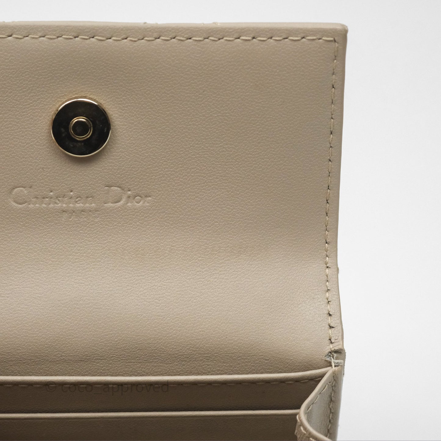 Christian Dior My Dior Glycine Wallet Powder Beige Cannage Lambskin