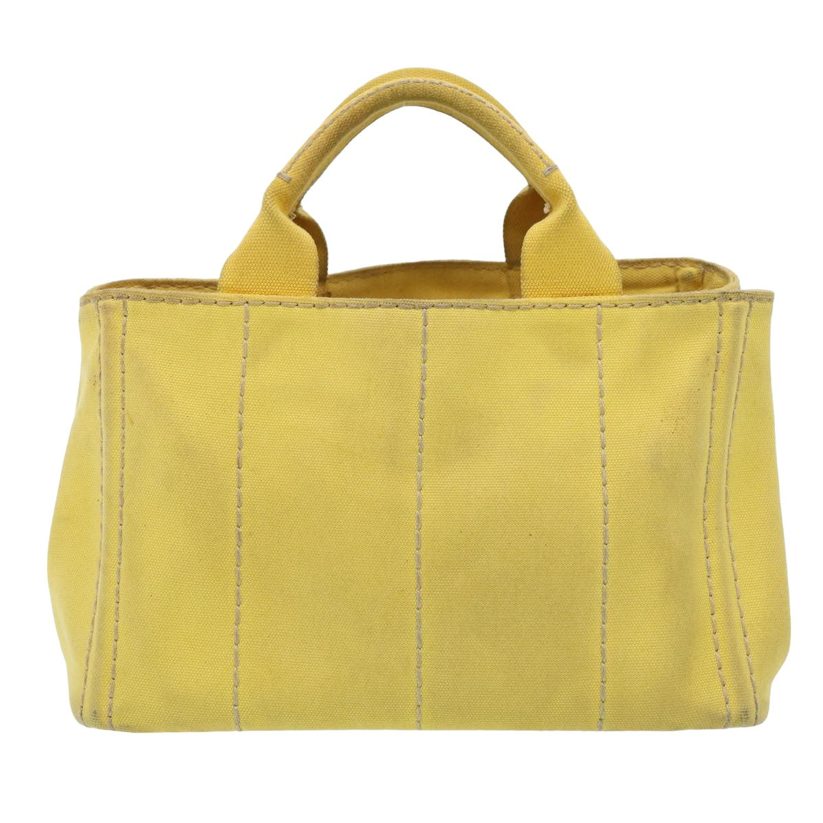 Luxury PradaCanapa PM Hand Bag Canvas 2way Yellow 79532